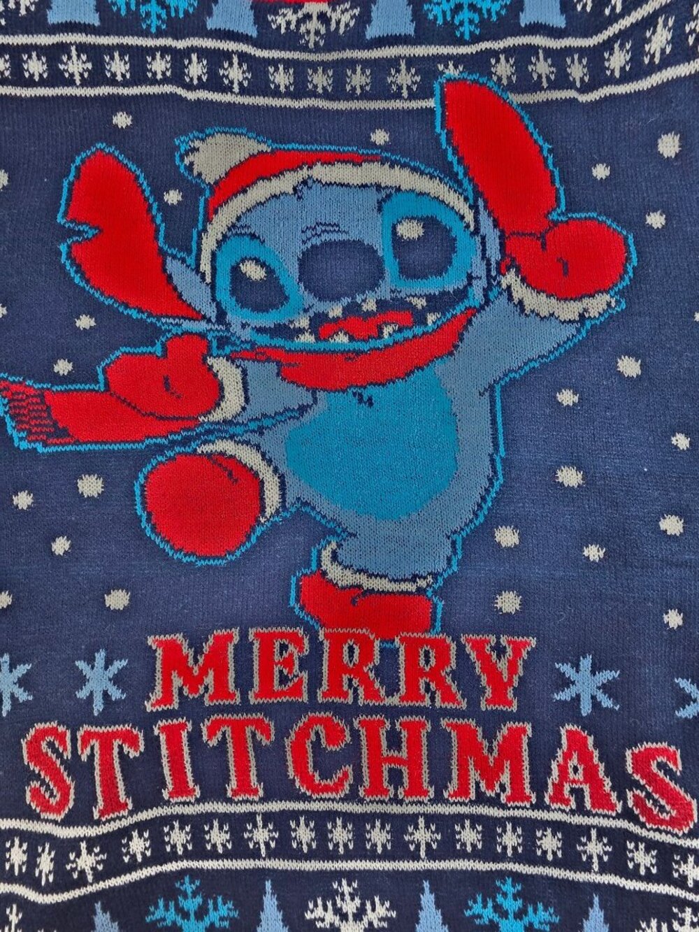 Disney Stitch Blue "Merry Stitchmas" Ugly Christmas Sweater 2XL